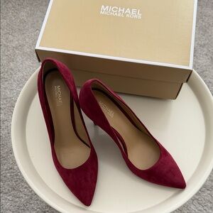 NIB Michael Kors Burgundy Suede Heels 6.5
